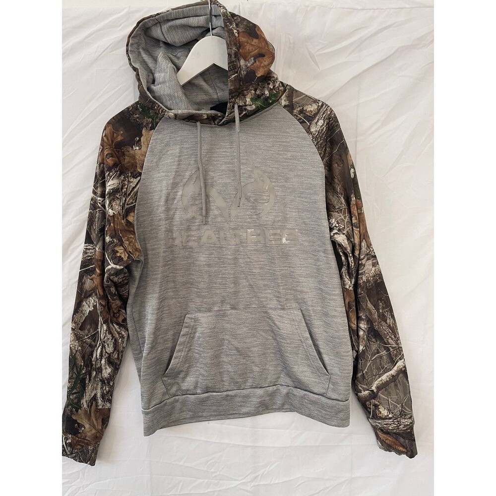 Realtree Mens - Medium hoodie with camo print sleeves and grey bas Size Medium